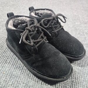 UGG Boots Mens Size 8 Black Suede Neumel Chukka Lined Wool 3236